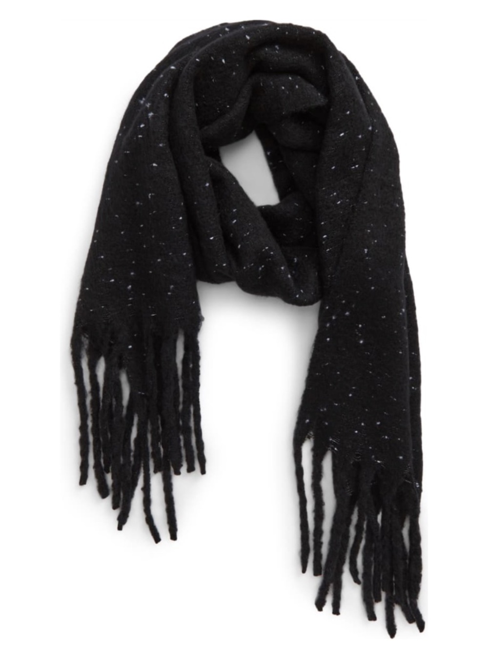 NEW BP Nordstrom Fringe Trim Muffler Scarf Black